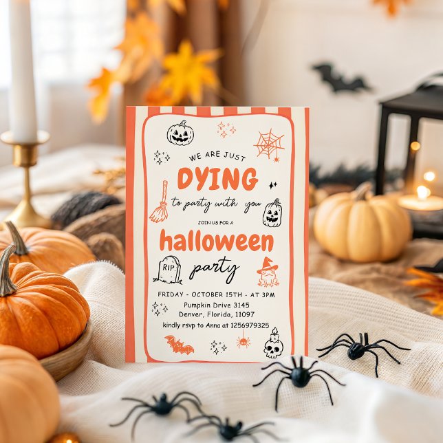 Convite de Halloween Laranja para Morrer de Festa  (Criador carregado)