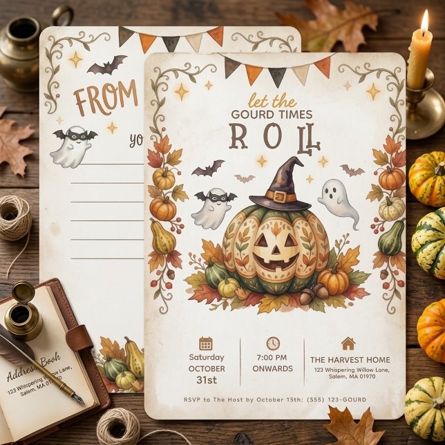 Convite de Halloween Let the Gourd Times Roll (Criador carregado)