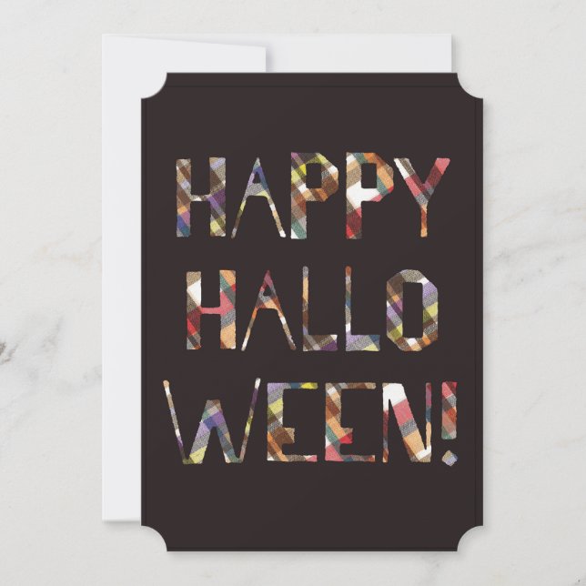 Convite de Halloween modelado com letras de Xadrez (Frente)