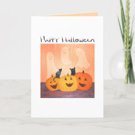 Convite de Halloween ou gatos/espiritos dizendo ol