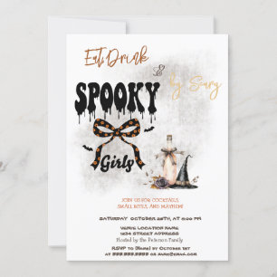 Convite de Halloween para Chapéu e Laço & Coquetel