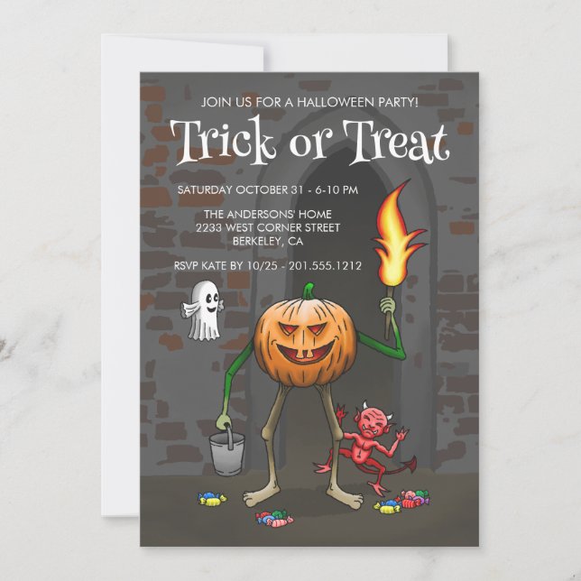 Convite de Halloween para Doce ou Travessura (Frente)