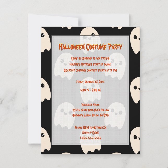 Convite de Halloween para Fantasmas (Frente)