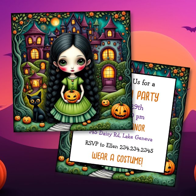 Convite de Halloween para Festa da Abóbora Menina  (Criador carregado)