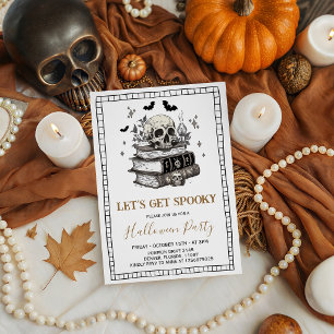 Convite de Halloween para Livros de Caveira Vamos