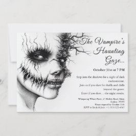 Convite de Halloween para Mulher Vampira Assustado