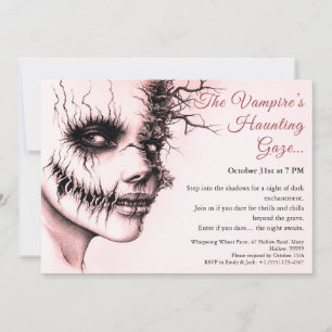 Convite de Halloween para Mulher Vampira Assustado