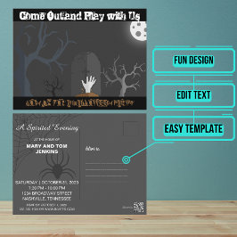 Convite de Halloween para sair e jogar gótico