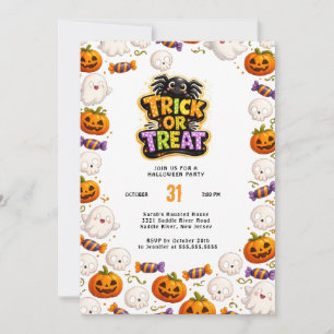 Convite de Halloween para Truque ou Travessura Fof