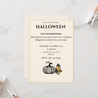 Convite de Halloween Preto e Dourado Elegante