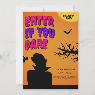 Convite de Halloween retrô laranja, Noite de Hallo