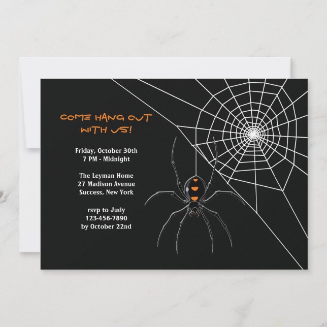 Convite de Halloween Teia de Aranha (Frente)
