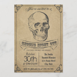 Convite de Halloween Vintage Caveira