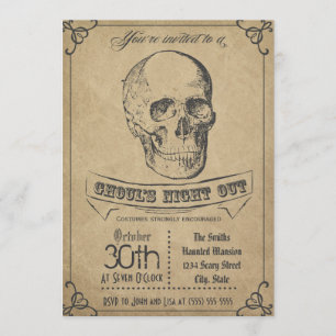 Convite de Halloween Vintage Caveira