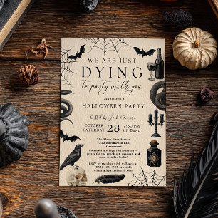 Convite de Halloween Vintage Morrendo para a Festa