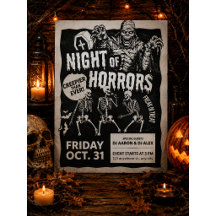 Convite de Halloween Vintage Preto e Moderno