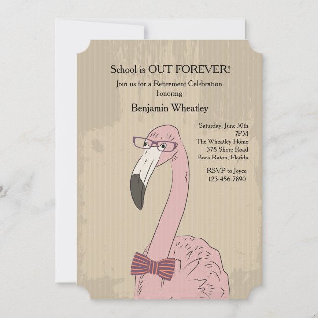 Convite de Hipster Flamingo (Frente)