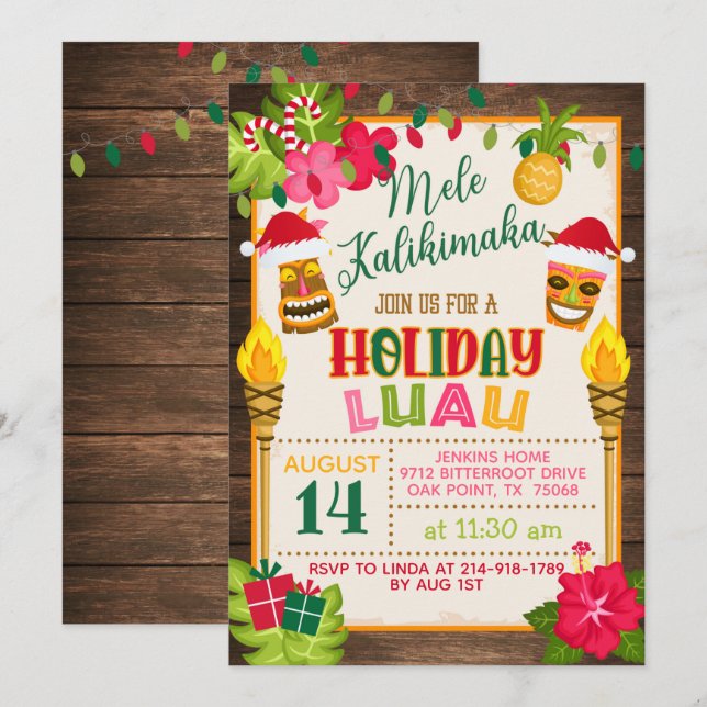 Convite de Holiday Luau (Frente/Verso)