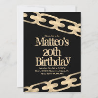 Convite de Hop de Hip de Faux Dourado Chain Block