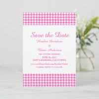 Convite de Houndstooth para Salvar a Data, Rosa