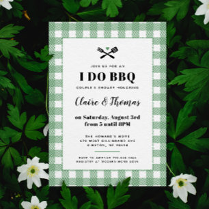 Convite de I Do BBQ com Toalha Xadrez Verde para P