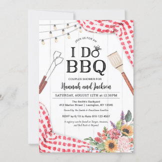 Convite de I Do BBQ para Chá de Casal com Vermelho