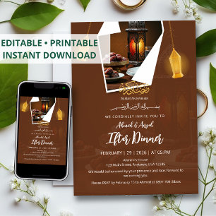 Convite de Iftar com Design Elegante de Tâmaras e
