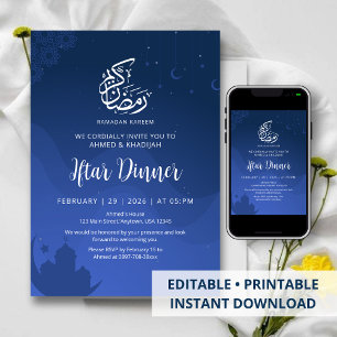 Convite de Iftar da Mesquita Céu Noturno Azul do R