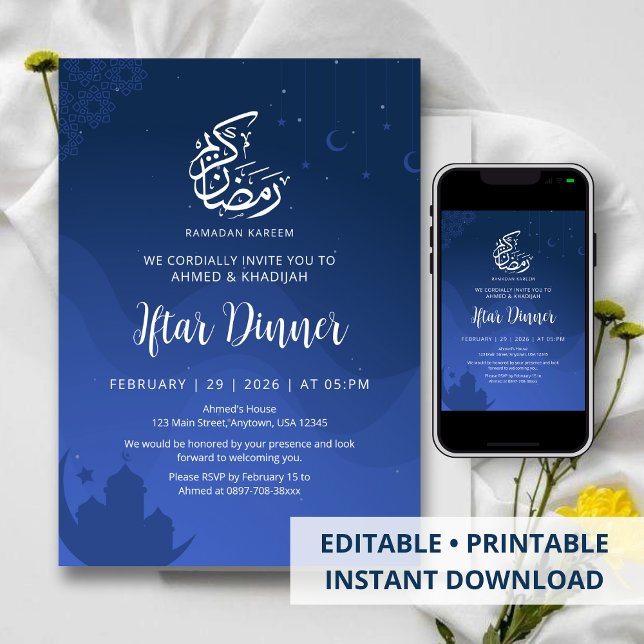 Convite de Iftar da Mesquita Céu Noturno Azul do R (Criador carregado)