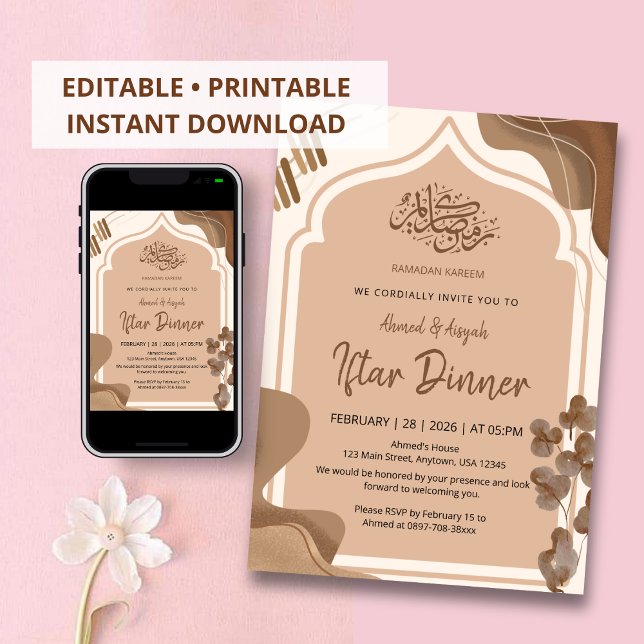 Convite de Iftar de Arco Islâmico Boho Moderno em  (Criador carregado)