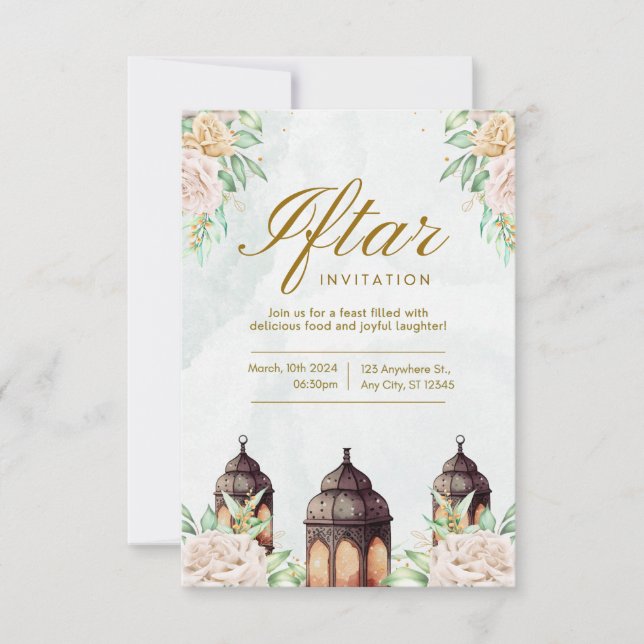 Convite de Iftar de Ramadan Luxuoso | Islâmico Ele (Frente)