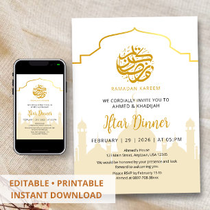 Convite de Iftar do Ramadan da Mesquita Silhueta D