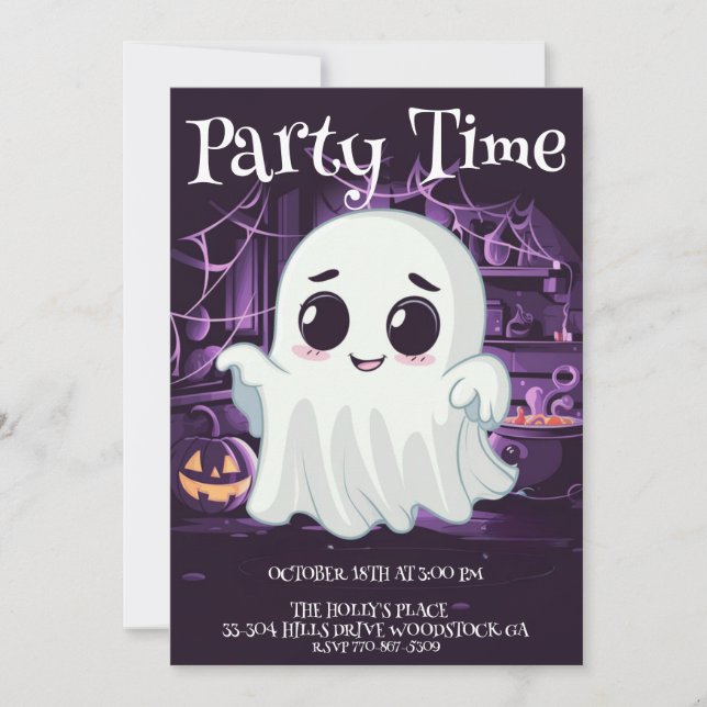 Convite de Ilustração Ghost Halloween (Frente)