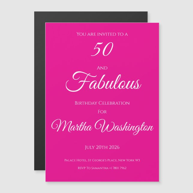 Convite de Ímã para uma Festa de 50 Anos de Idade (Frente/Verso)