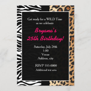 Convite de Impressão Multi Animal Chita Leopardo Z