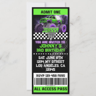 Convite de Ingresso para Caminhão Monstro