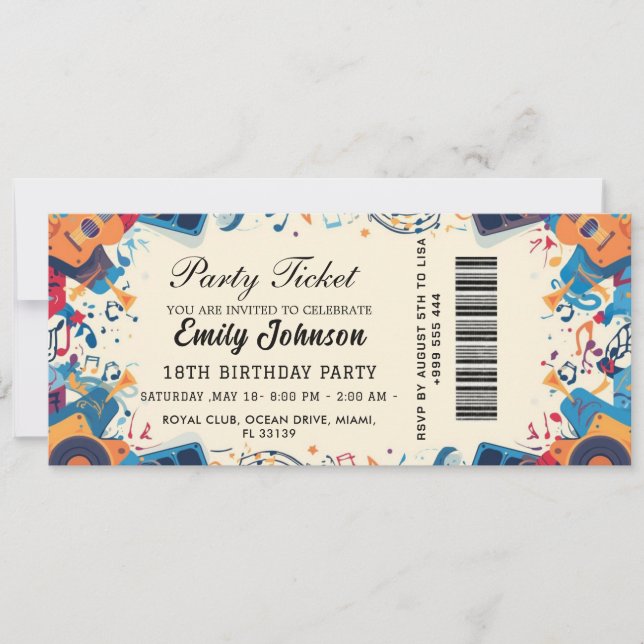 Convite de Ingresso para Festa de Aniversário Dour (Frente)