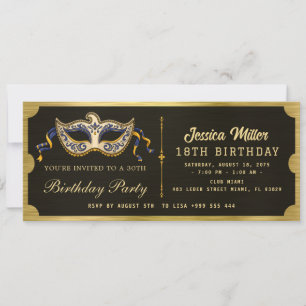 Convite de ingresso para festa de aniversário dour