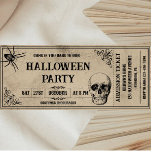 Convite de Ingresso para Festa de Halloween Vintag