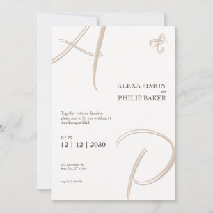 Convite de iniciais elegante minimalista