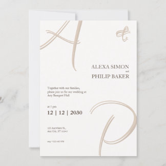 Convite de iniciais elegante minimalista