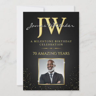 Convite de Iniciais Personalizadas, Aniversário Fo