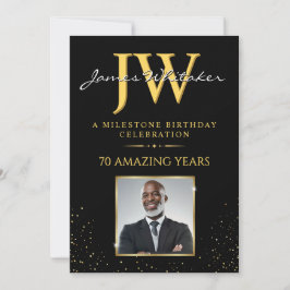Convite de Iniciais Personalizadas, Aniversário Fo