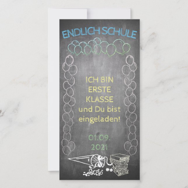 Convite de início de escola no estilo quadro negro (Frente)