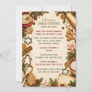 Convite de Intercâmbio de Biscoitos de Natal Vinta