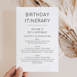 Convite de Itinerário de Aniversário de Fim de Sem