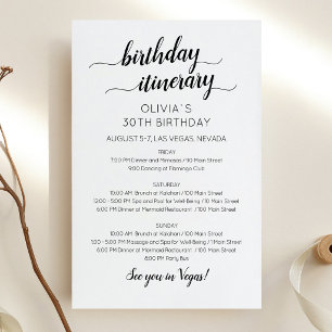Convite de Itinerário de Aniversário Minimalista E
