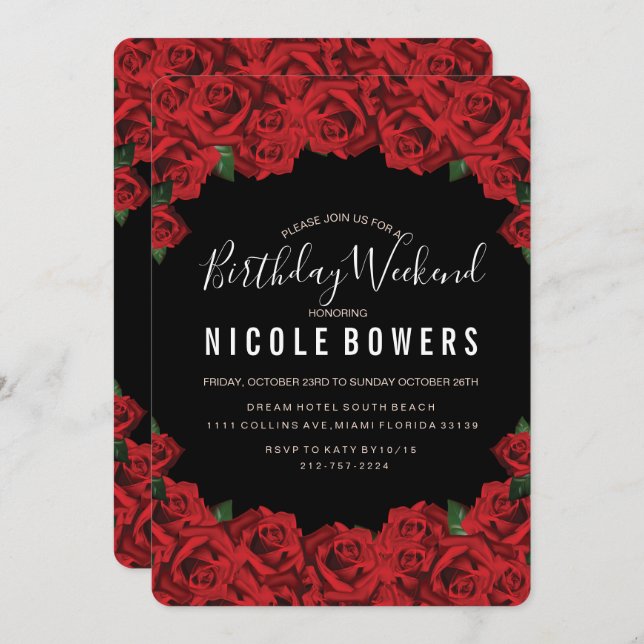 Convite de Itinerário de Fim de Semana de Aniversá (Frente/Verso)