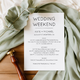 Convite de Itinerário de Fim de Semana de Casament