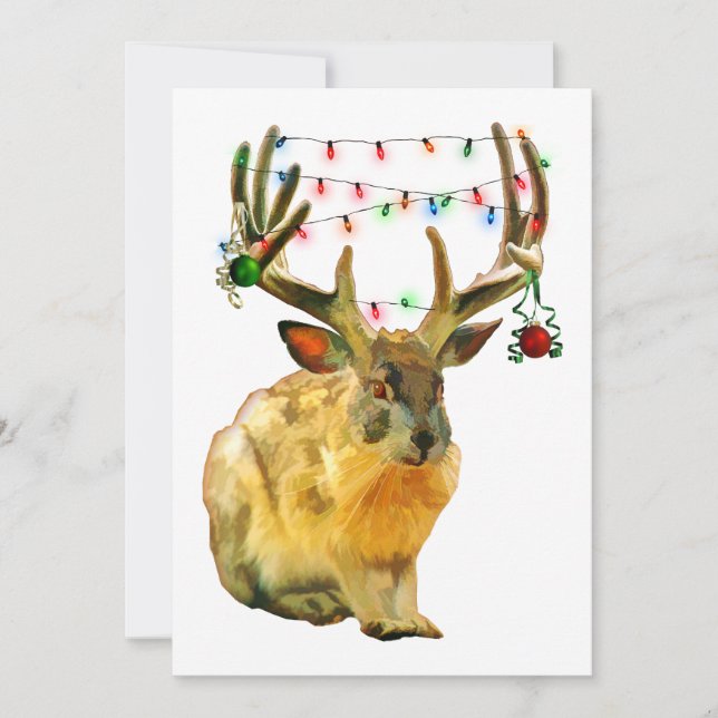 Convite de Jackalope Decorado de Natal (Frente)
